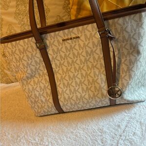 Michael Kors Signature Cream and Tan Tote